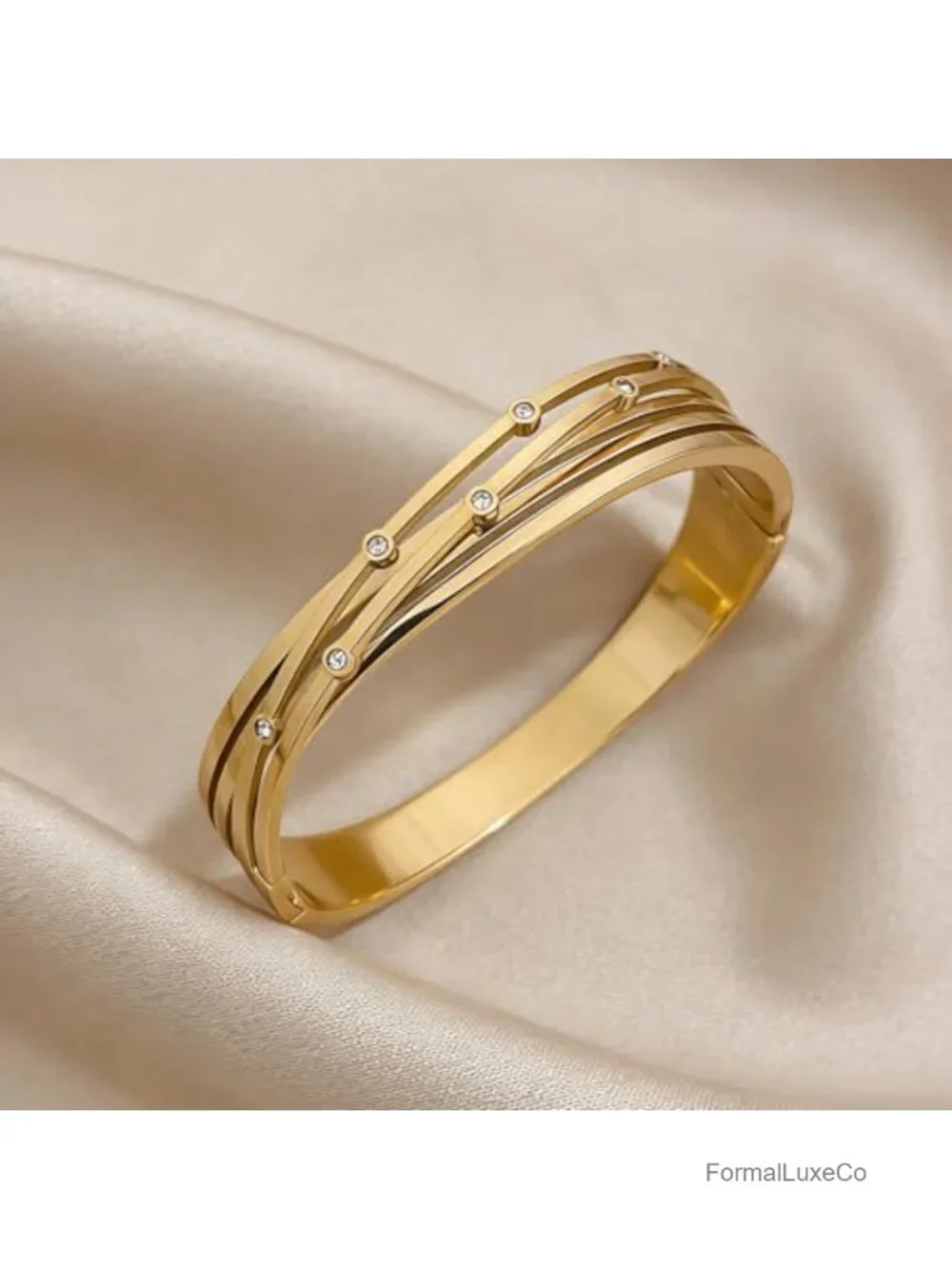Multi-Layered Crisscross Bangle Bracelet for Women, Alloy, Sparkling Accents
